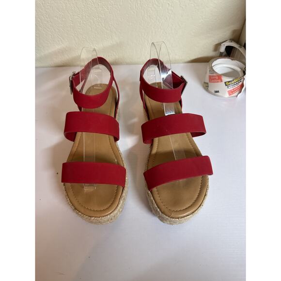 Soda Women's Bryce 2 Espadrille Platform Sandal Comfort Strappy Size 10 Red - Picture 4 of 5